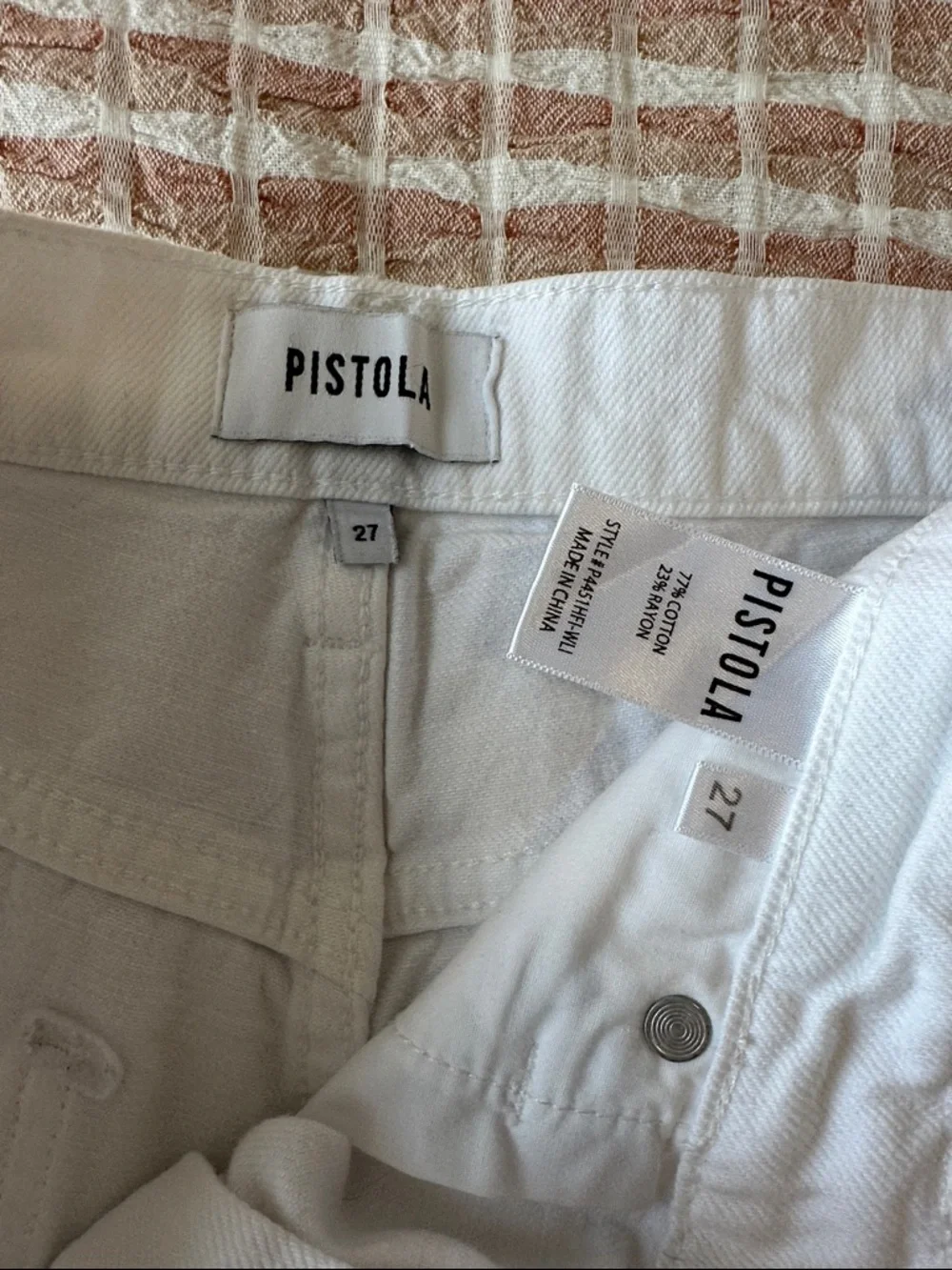 pistola Gigi White Distressed Denim Shorts